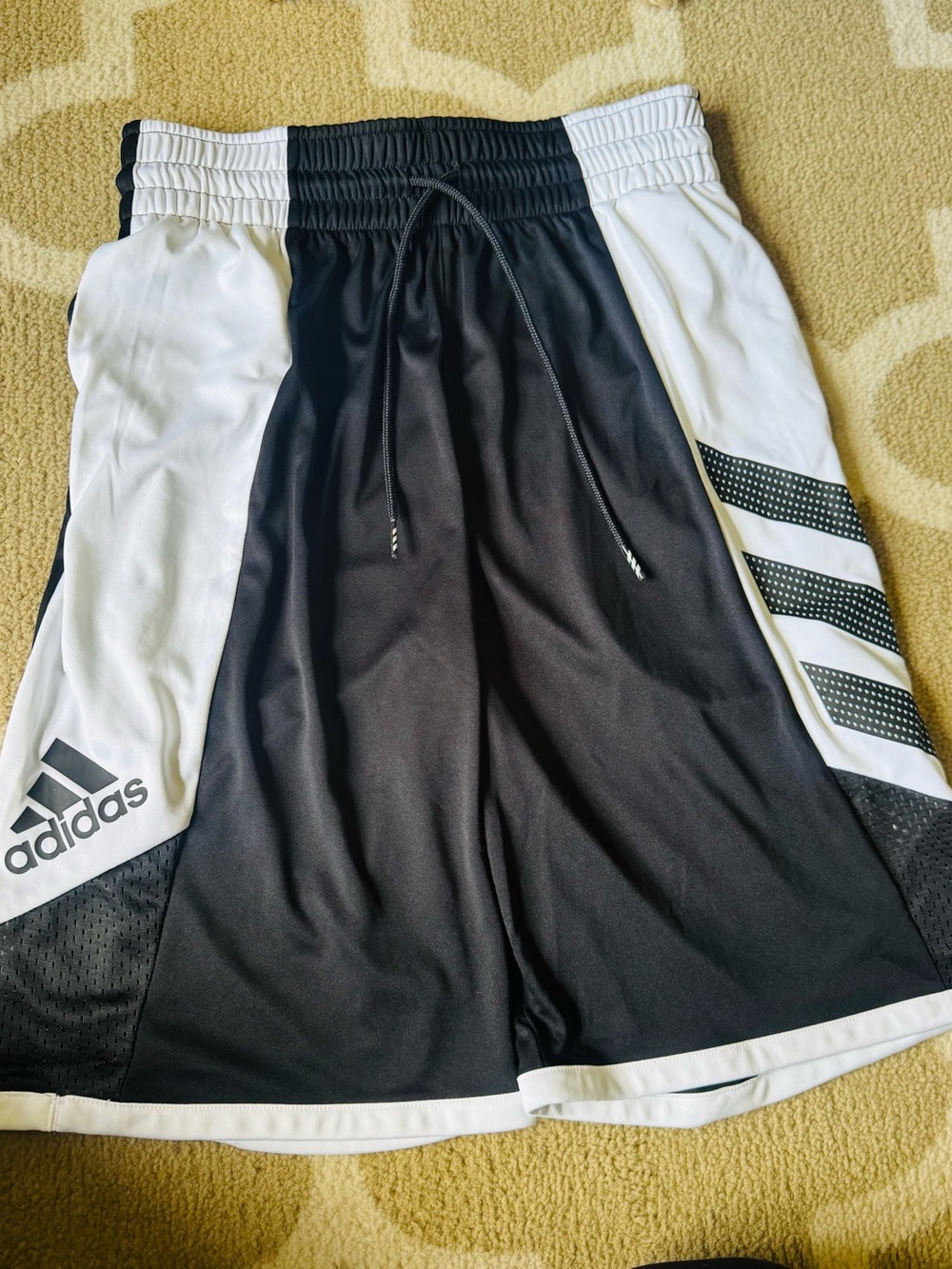adidas Black and White Men’s Athletic Shorts with Side Stripes
